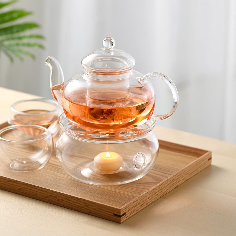 CnGlass Universal Glass Teapot Warmer Handcrafted with Heat Proof & Lead-Free Glass Tealight Warmer 5.3 in/13.5cm Diameter (Candle not Included) - Image 4